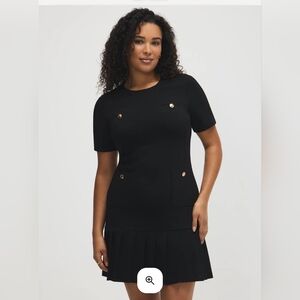 NWT Suzy Shier Black Knit Midi Dress with Gold Buttons